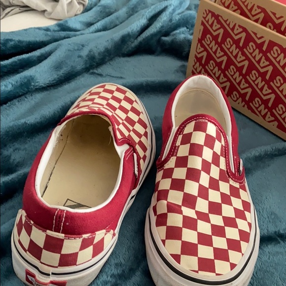Vans Shoes Red Checkered Slip On Us Size 85 Poshmark
